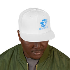 Embroidered Blue Flame Snapback Hat — Bill Threads Logo